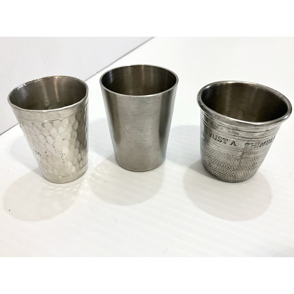 Vintage Pewter Silver Metal Shot Glass Set Of 7 Rein Zinn Steiff William Adams - Picture 7 of 8